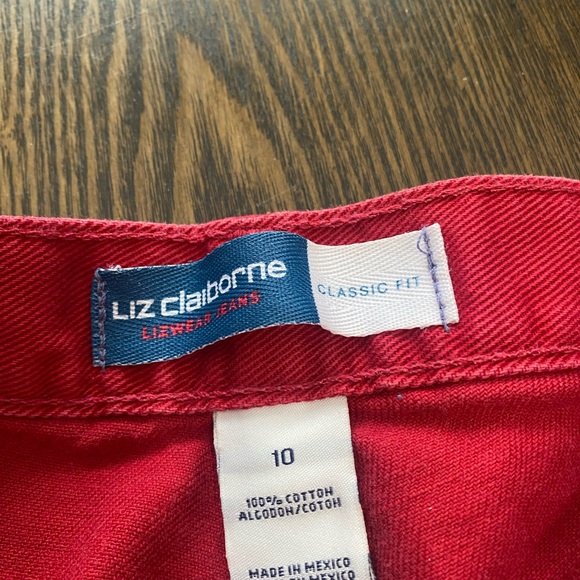 Vintage 90’s Liz Claiborne Lizwear Red Jeans Classic Fit Holiday Waist 27 - Picture 2 of 4
